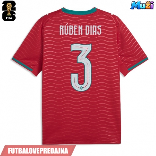 Lacne Muži Futbalové dres Portugalsko Ruben Dias #3 MS 2026 Krátky Rukáv - Domáci
